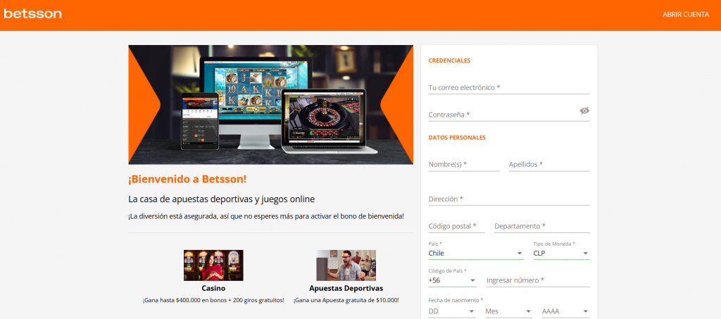 registro en Betsson